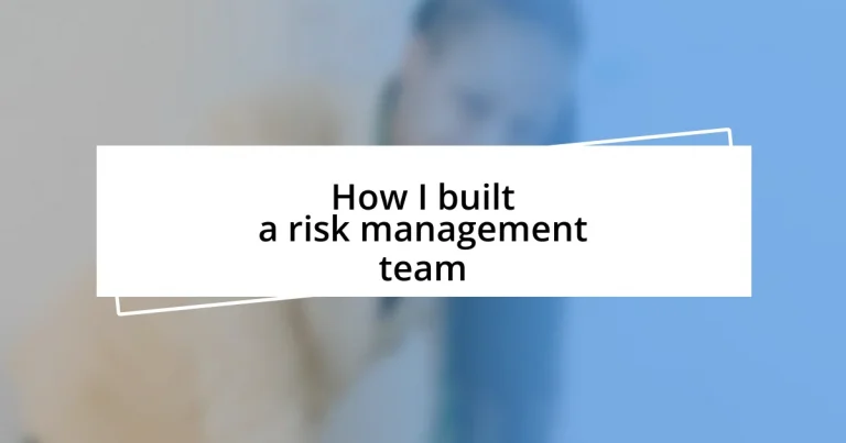 How I built a risk management team