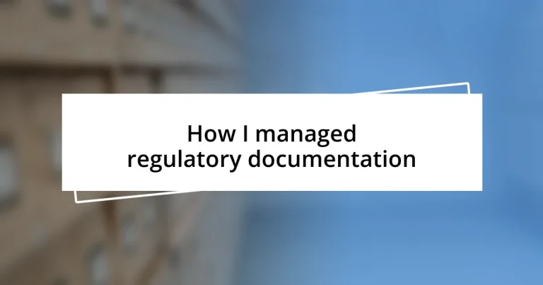 How I managed regulatory documentation