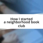 How I started a neighborhood book club