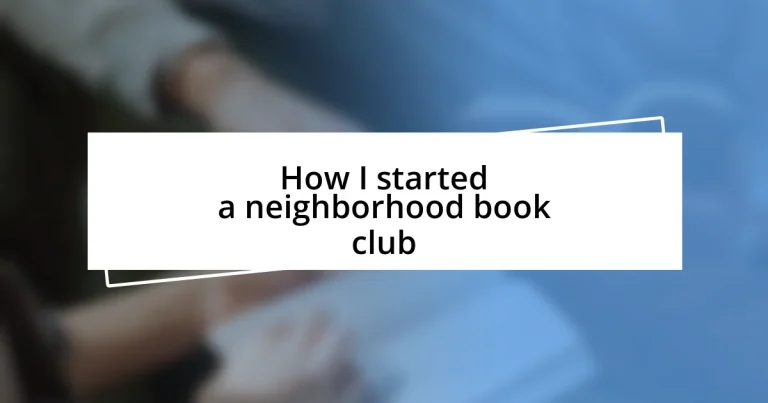 How I started a neighborhood book club