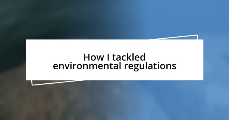 How I tackled environmental regulations