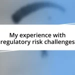 My experience with regulatory risk challenges