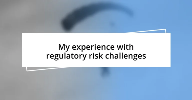 My experience with regulatory risk challenges