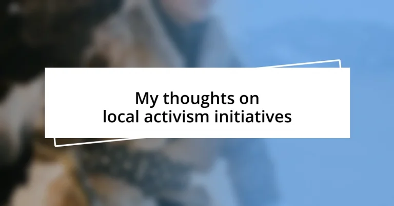 My thoughts on local activism initiatives