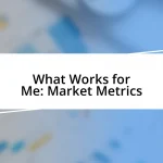 What Works for Me: Market Metrics