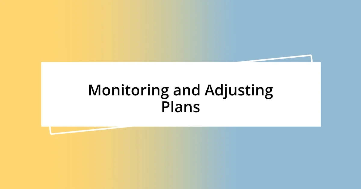 Monitoring and Adjusting Plans