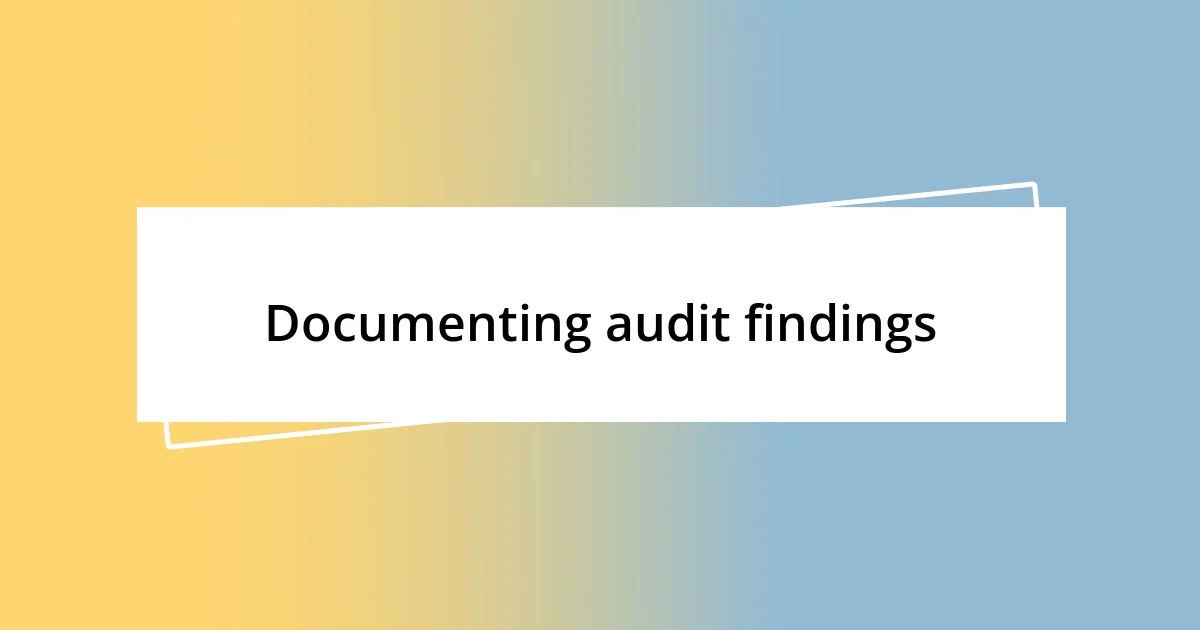 Documenting audit findings