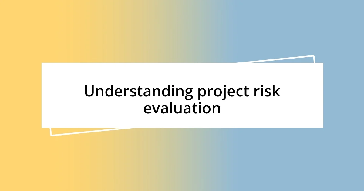 Understanding project risk evaluation