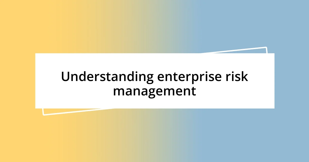 Understanding enterprise risk management