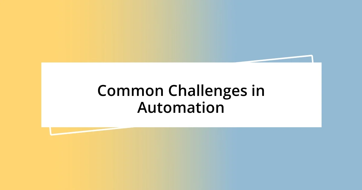 Common Challenges in Automation