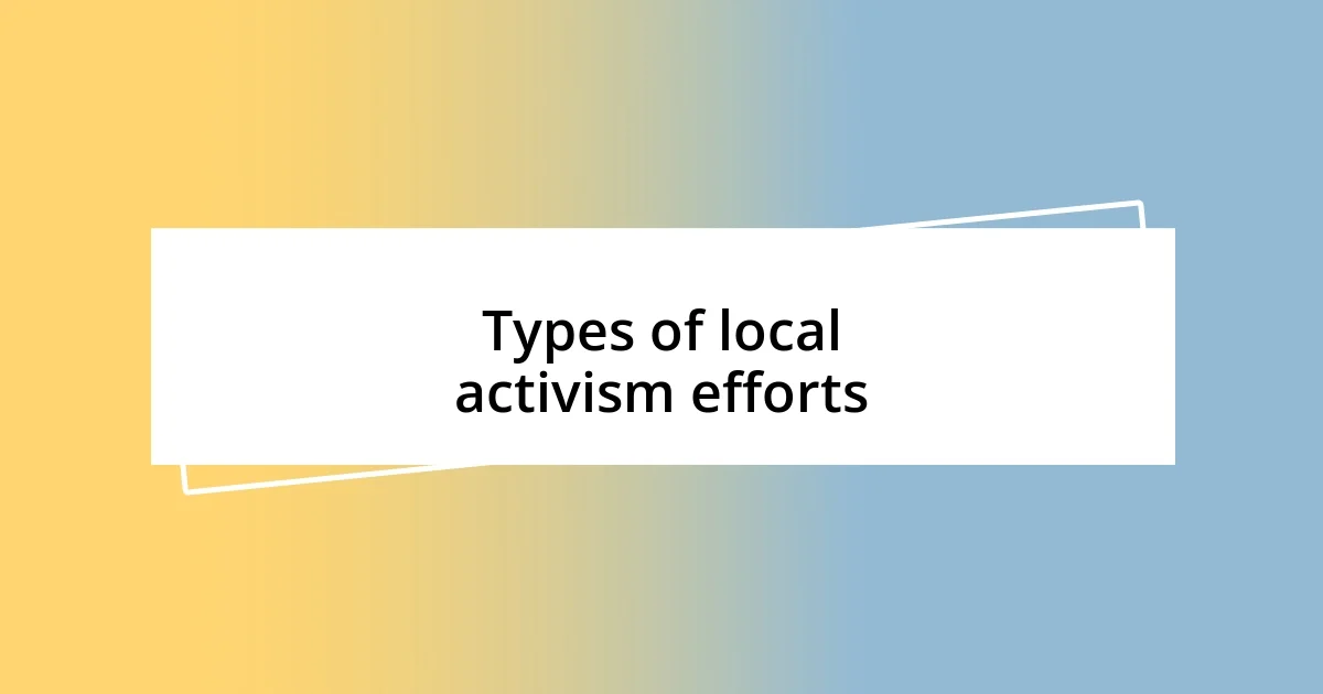 Types of local activism efforts