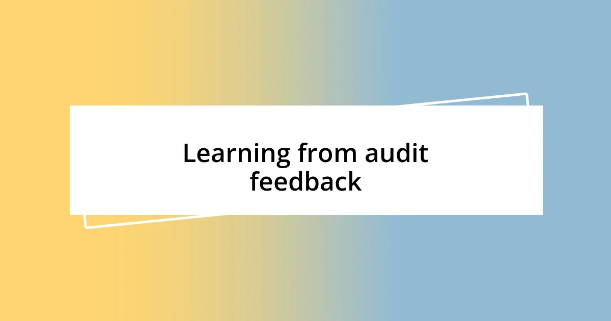 Learning from audit feedback